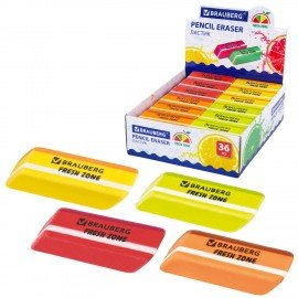 Ластик большой BRAUBERG "Fresh Zone", 60х18х12 мм, цвет ассорти, прямоугольный, скошенный, 228717