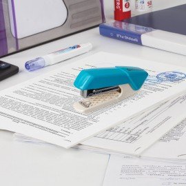 Степлер №10 BRAUBERG "ADVANCED", до 15 листов, с антистеплером, голубой, 228747