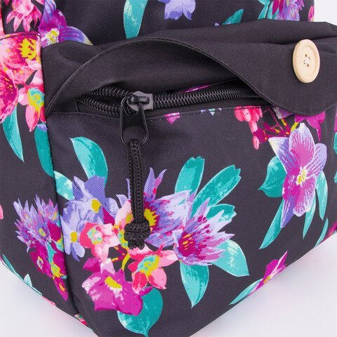 Рюкзак BRAUBERG SYDNEY универсальный, карман с пуговицей, цветочный узор, 38х27х12 см, 228837