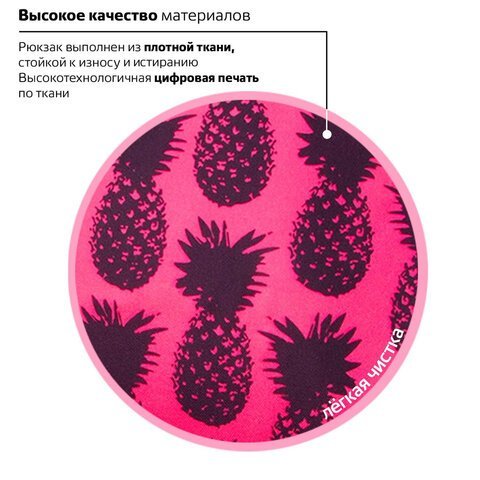 Рюкзак BRAUBERG СИТИ-ФОРМАТ универсальный, "Ananas", розовый, 41х32х14 см, 228851
