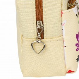 Пенал мягкий ЮНЛАНДИЯ, 2 отделения, полиэстер, "Llama", бежевый, 20х6х9 см, 228981