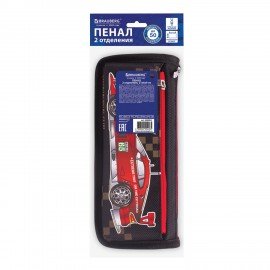 Пенал мягкий ЮНЛАНДИЯ, 2 отделения, полиэстер, "Car champion", черный, 21х6х9 см, 228982