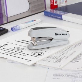 Степлер №24/6, 26/6 BRAUBERG "Extra", до 30 листов, серый, 229089