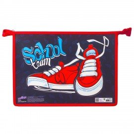 Папка для тетрадей ЮНЛАНДИЯ А4, 1 отделение, пластик, на молнии, "Sneakers", 229104