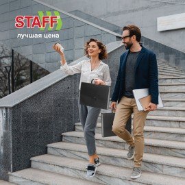 Портфель пластиковый STAFF А4 (330х235х36 мм), 13 отделений, индексные ярлыки, черный, 229245