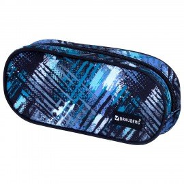 Пенал-косметичка BRAUBERG овальный, полиэстер, "Lines", 22х9х5 см, 229273