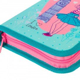 Пенал BRAUBERG, 1 отделение, 1 откидная планка, ткань, 20х14 см, "Girl", 229283