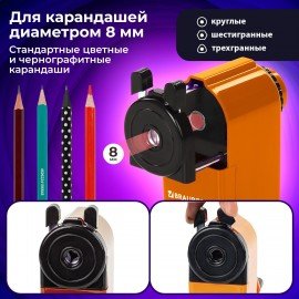 Точилка механическая BRAUBERG "JET", металлический механизм, корпус оранжевый, 229567