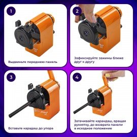 Точилка механическая BRAUBERG "JET", металлический механизм, корпус оранжевый, 229567