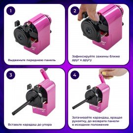 Точилка механическая BRAUBERG "JET", металлический механизм, корпус розовый, 229568