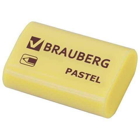 Ластик BRAUBERG "Pastel", 37х24х11мм, ассорти пастельных цветов, экологичный ПВХ, 229582