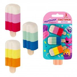 Набор ластиков фигурных ЮНЛАНДИЯ "СЛАДКИЕ ИСТОРИИ", 3 шт., ассорти, 229594
