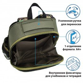 Ранец ПИФАГОР EVA BASIC, 1 отделение, "Military", 39х30х16 см, 229939