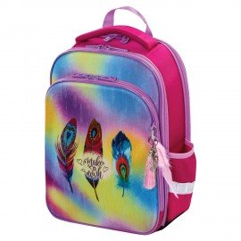 Ранец BRAUBERG QUADRO, 3 отделения, с брелоком, "Plumage", 37х28х18 см, 229953