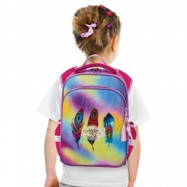 Ранец BRAUBERG QUADRO, 3 отделения, с брелоком, "Plumage", 37х28х18 см, 229953