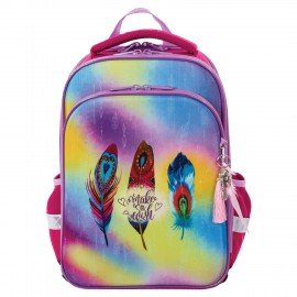 Ранец BRAUBERG QUADRO, 3 отделения, с брелоком, "Plumage", 37х28х18 см, 229953