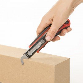 Нож канцелярский 18 мм BRAUBERG "Universal" с АВТОЗАМЕНОЙ ЛЕЗВИЙ, 6 лезвий в комплекте, автофиксатор, 230922