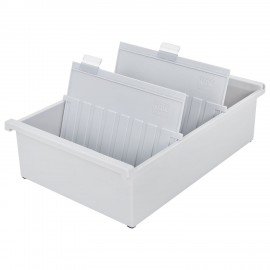 Картотека пластиковая ФОРМАТ А5 (210х148 мм) горизонтальная на 1300 карт, серая, HAN (Германия), НА955/0/11