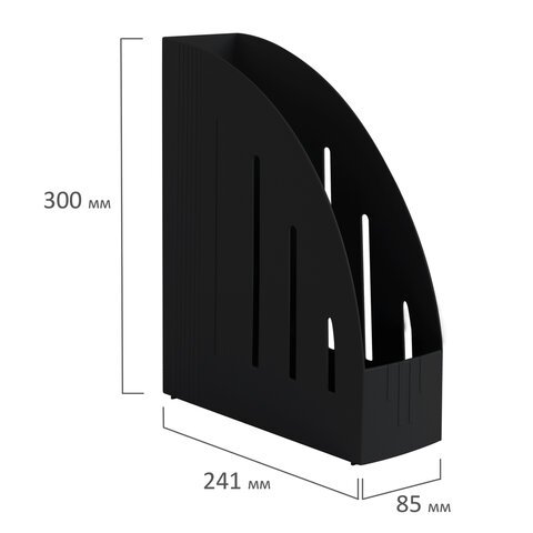 Лоток вертикальный для бумаг BRAUBERG "Energy" (241х85х300 мм), эргономичная форма, черный, 231549