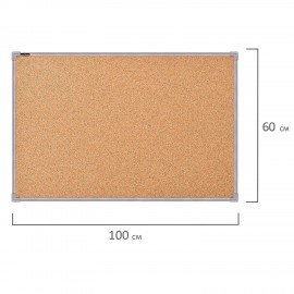Доска пробковая для объявлений 100х60 см, металлическая рамка, BS, П-60, П*60