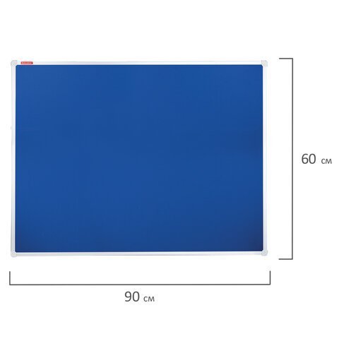 Доска c текстильным покрытием для объявлений 60х90 см синяя, ГАРАНТИЯ 10 ЛЕТ, РОССИЯ, BRAUBERG, 231700