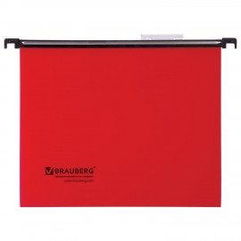 Подвесные папки А4 (350х245 мм), до 80 листов, КОМПЛЕКТ 5 шт., пластик, красные, BRAUBERG (Италия), 231800