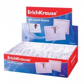 Бейджи ERICH KRAUSE, комплект 50 шт., 57х90 мм горизонтальные, с клипсой и булавкой, 7078
