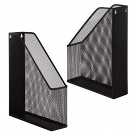 Лоток вертикальный для бумаг BRAUBERG "Germanium" (250х72х315 мм), металлический, черный, 231948