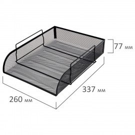 Лоток горизонтальный металлический для бумаг BRAUBERG "Germanium", А4 (260х337х77 мм), черный, 231954