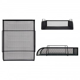 Лоток горизонтальный металлический для бумаг BRAUBERG "Germanium", А4 (260х337х77 мм), черный, 231954