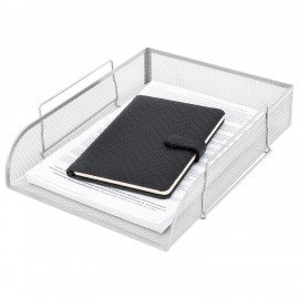 Лоток горизонтальный металлический для бумаг BRAUBERG "Germanium", А4 (260х337х77 мм), серебристый, 231955