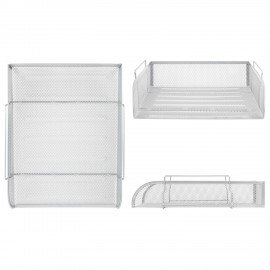 Лоток горизонтальный металлический для бумаг BRAUBERG "Germanium", А4 (260х337х77 мм), серебристый, 231955