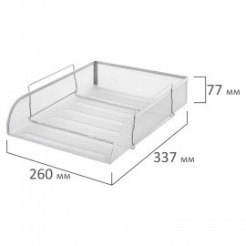 Лоток горизонтальный металлический для бумаг BRAUBERG "Germanium", А4 (260х337х77 мм), серебристый, 231955