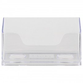 Подставка для визиток настольная BRAUBERG "CONTRACT", на 50 визиток, 100х40х65 мм, прозрачная, 232287