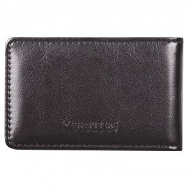 Визитница однорядная BRAUBERG "Imperial", на 20 визиток, под гладкую кожу, черная, 232291