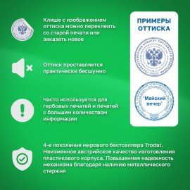Оснастка для печатей оттиск D=42 мм синий, TRODAT 4642 PRINTY 4.0, корпус черный, крышка, подушка