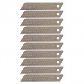 Лезвия для ножей 18 мм КОМПЛЕКТ 10 ШТ., толщина лезвия 0,38 мм, в пластиковом пенале, STAFF "Basic", 235466