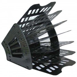 Лоток для бумаг 7-ми секционный, 6 отделений, черный, ЛТ41