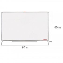 Доска магнитно-маркерная 60х90 см, алюминиевая рамка, ГАРАНТИЯ 10 ЛЕТ, РОССИЯ, ОФИСМАГ, 236446