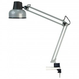 Настольная лампа светильник Бета на струбцине, цоколь Е27, серебро