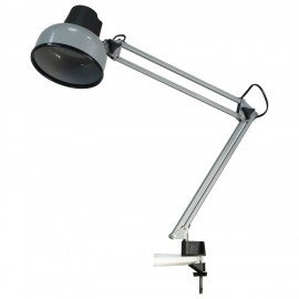 Настольная лампа светильник Бета на струбцине, цоколь Е27, серебро