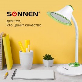 Настольная лампа / светильник SONNEN OU-608, на подставке, светодиодная, 5 Вт, белый/зеленый, 236670