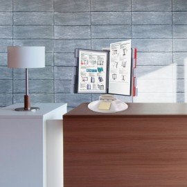 Демосистема настольная на 10 панелей, с 10 цветными панелями А4, серая, BRAUBERG "EXTRA", 236715