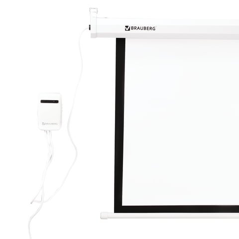 Экран проекционный настенный (180х180 см), матовый, электропривод, 1:1, BRAUBERG "MOTO", 236733