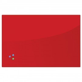 Доска магнитно-маркерная стеклянная 60х90 см, 3 магнита, КРАСНАЯ, BRAUBERG, 236749