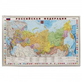 Коврик-подкладка настольный для письма (590х380 мм), с картой России, BRAUBERG, 236776