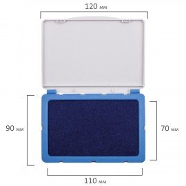 Штемпельная подушка BRAUBERG, 120х90 мм (рабочая поверхность 105х65 мм), синяя краска, 236866