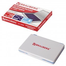 Штемпельная подушка BRAUBERG, 120х90 мм (рабочая поверхность 105х65 мм), синяя краска, 236866