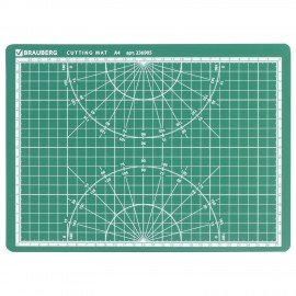 Коврик (мат) для резки BRAUBERG, 3-слойный, А4 (300х220 мм), двусторонний, толщина 3 мм, зеленый, 236905