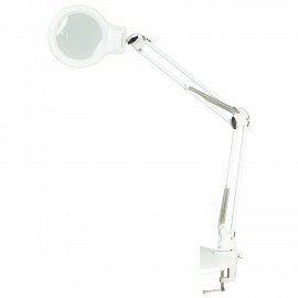 Настольная лампа светильник Леда С20 ПРО на струбцине, СВЕТОДИОДНАЯ, 8 Вт, ЛУПА (4,5/9 раз), белый